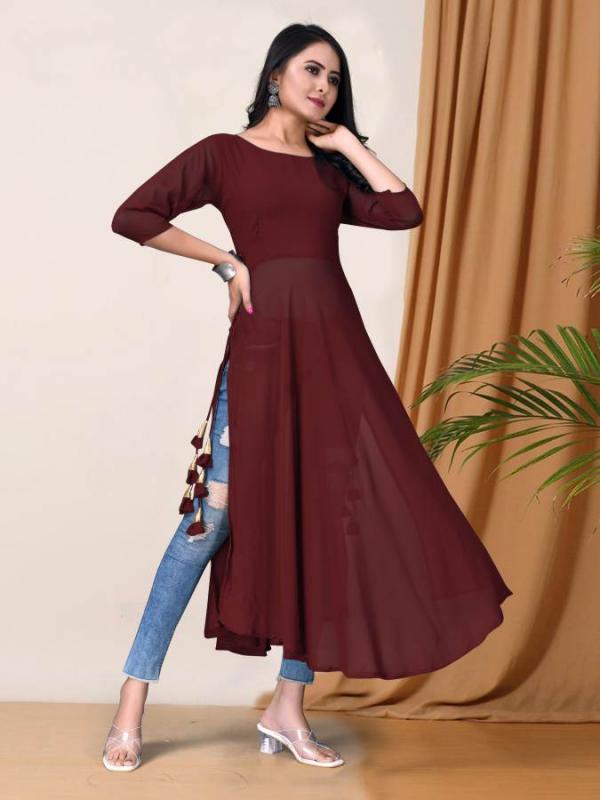 Ridhi Umbrella Cut Faux Georgette Designer Stylish Kurti Collection